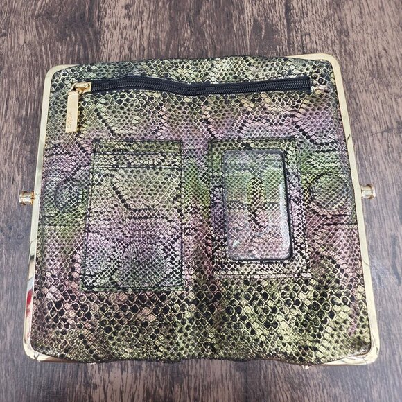 HOBO Lauren Wallet Clutch Iridescent Exotic Metallic Reptile Snake Print Leather - Picture 4 of 15